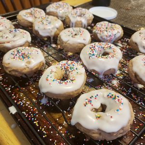 Apple & PB doughnuts with sprinkles