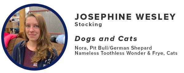 Josephine Wesley head shot, job title, and pets