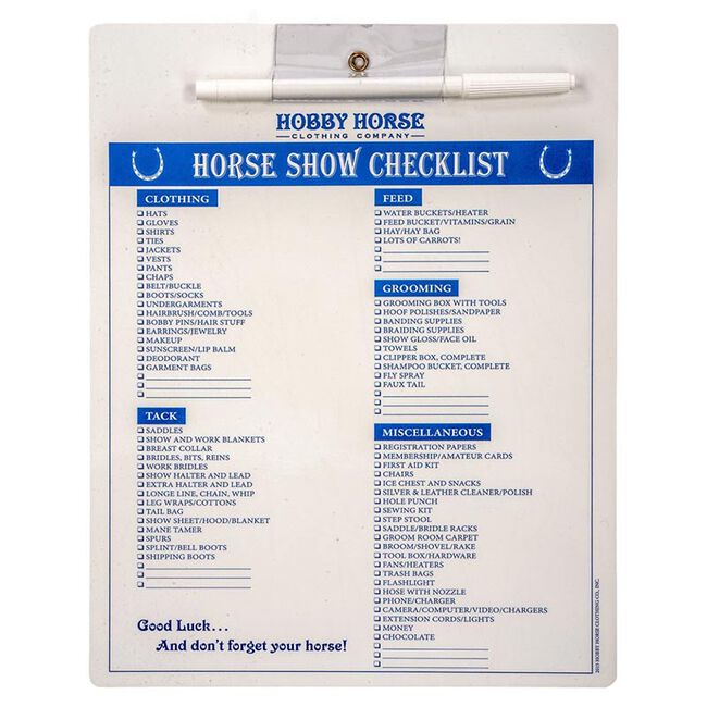 Hobby Horse Horse Show Checklist