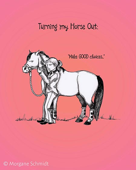 The Idea of Order comic with a woman turning out a horse telling them to "make good choices"