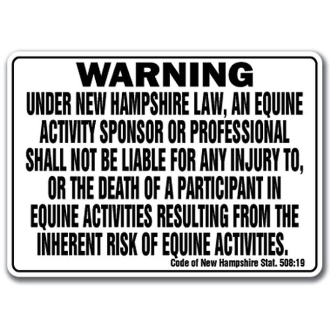 Noble Beasts Graphics New Hampshire Equine Liability Sign