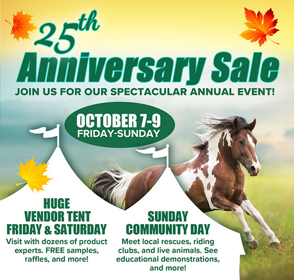 25th Anniversary Sale Oct 7-9: Vendor Tent Fri-Sat and Community Day Sun
