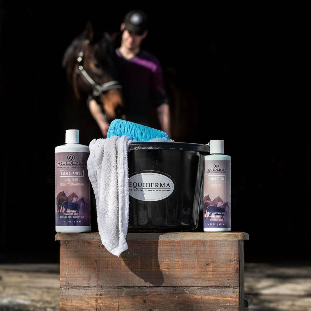 Equiderma Coat Products with a Sponge and Bucket