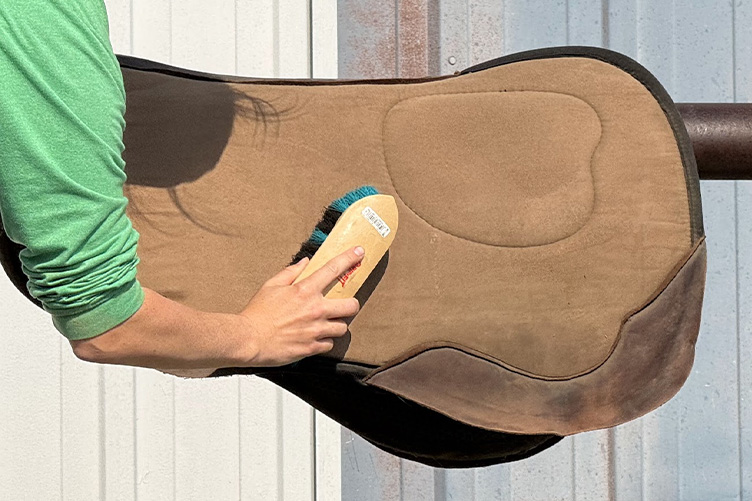 Brushing a saddle pad