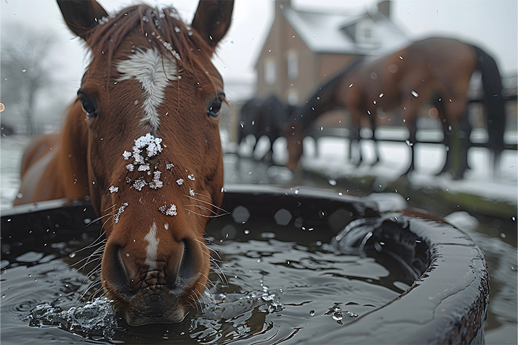 horse drinking water